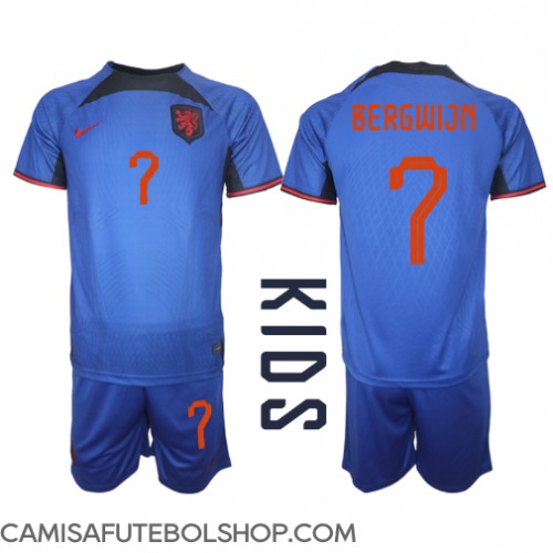 Camisa de time de futebol Holanda Steven Bergwijn #7 Replicas 2º Equipamento Infantil Mundo 2022 Manga Curta (+ Calças curtas)